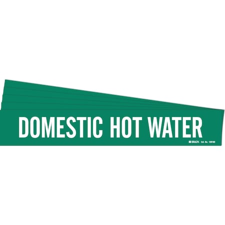 DOMESTIC HOT WATER Pipe Marker Style 1HV Polyester WT On GN 1 Per Card, 5 PK